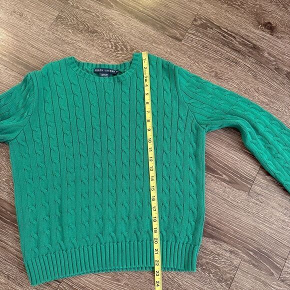 Ralph Lauren Green Cotton Cable Sweater - Picture 7 of 8